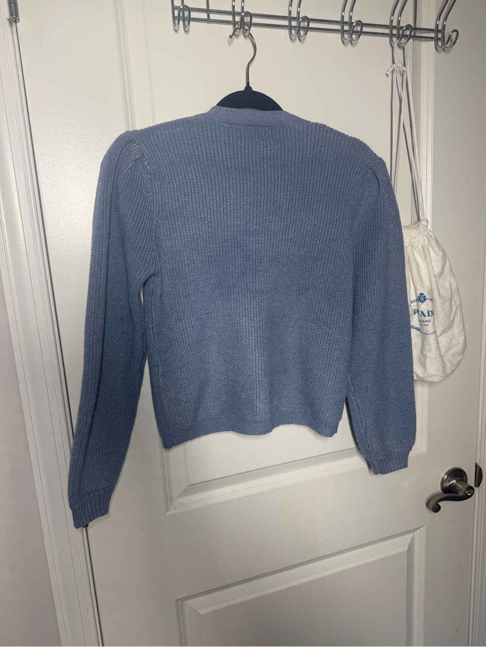 Tahari Light Blue Ribbed Button-Front Cardigan - Picture 2 of 4